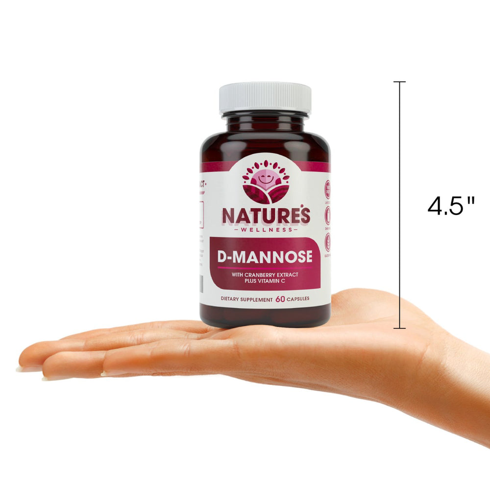 Product packaging showing D-Mannose Cranberry USA label