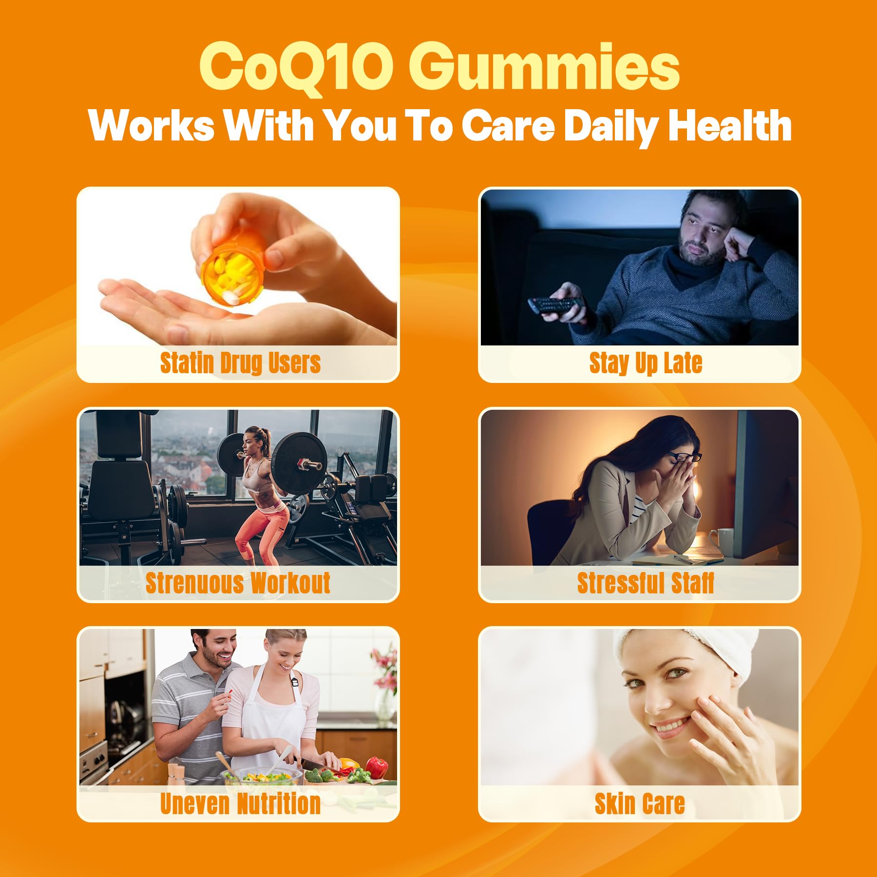 Packaging label showing vegan non-GMO gluten-free CoQ10 gummies