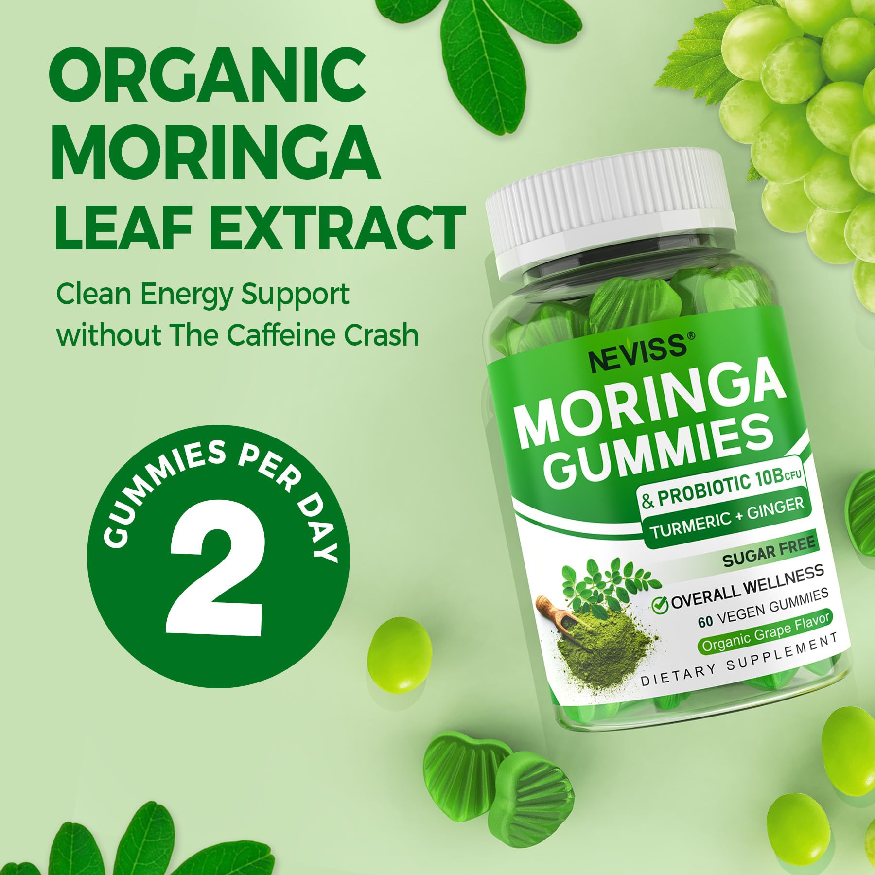 120-count bottle packaging of Moringa Gummies