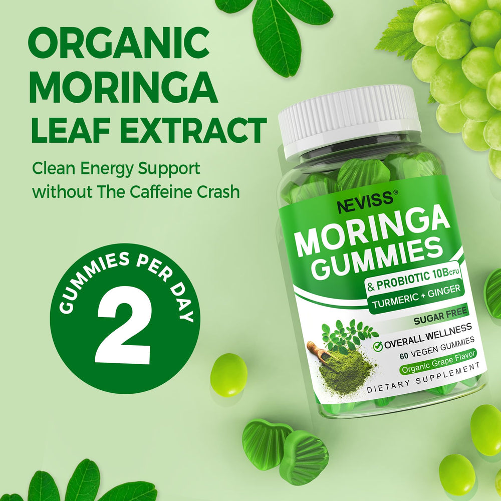 120-count bottle packaging of Moringa Gummies