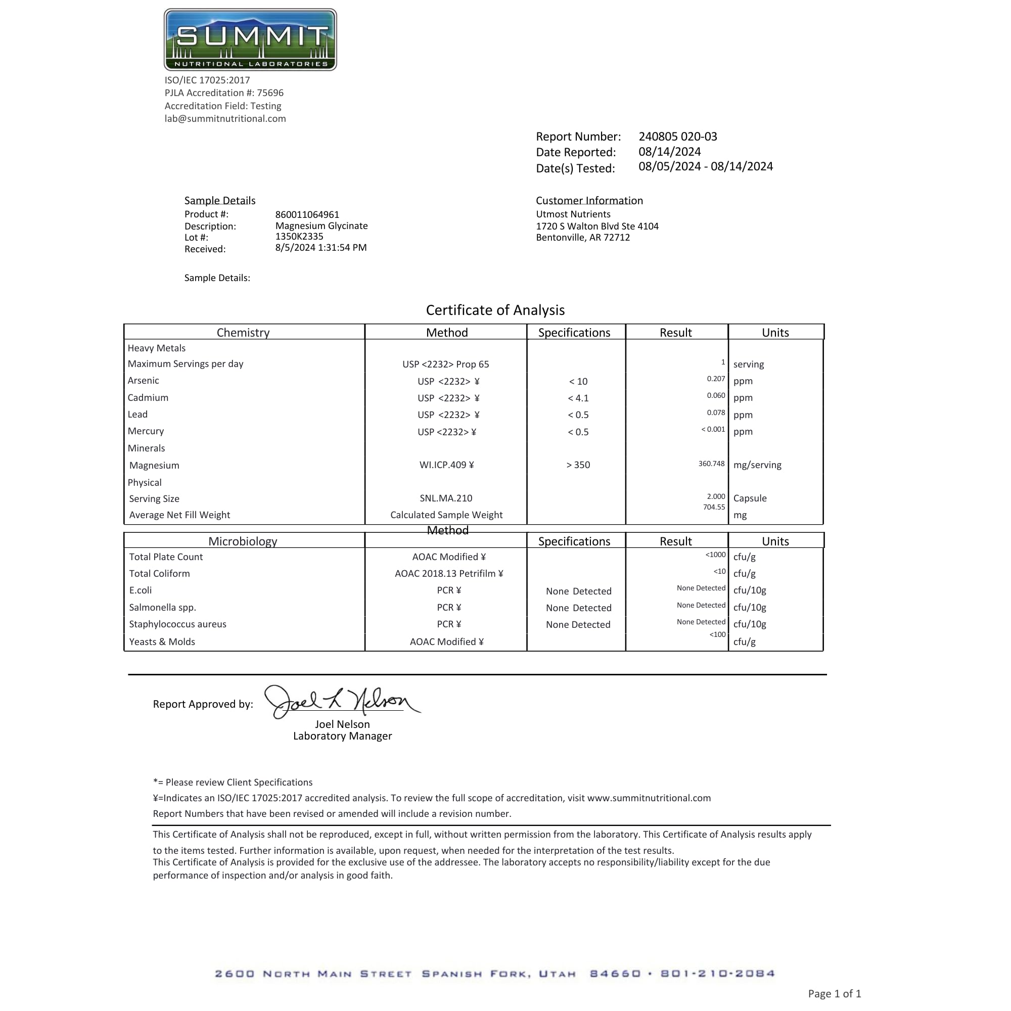 Magnesium Glycinate packaging shown on a white background