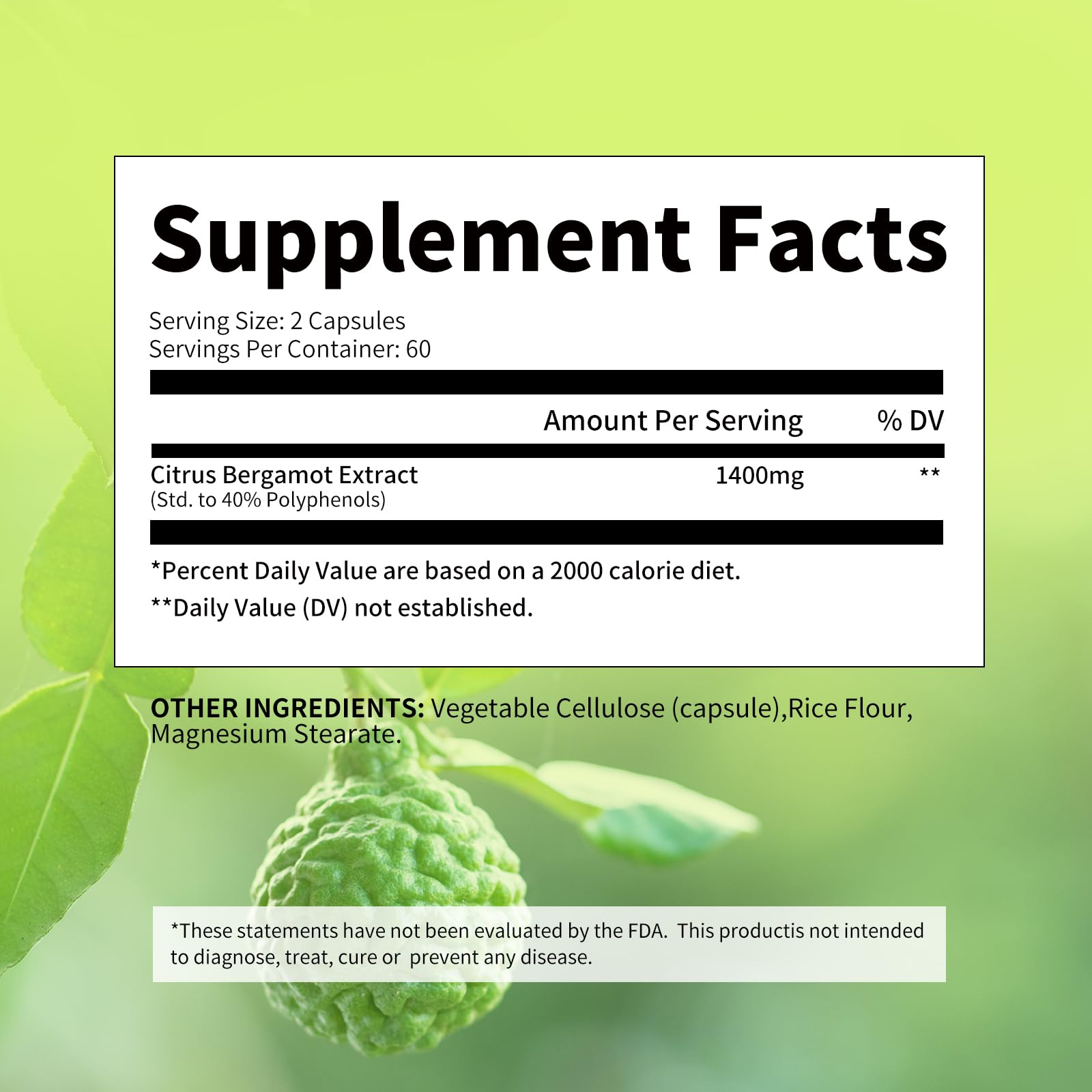 Packaging side view of Citrus Bergamot supplement