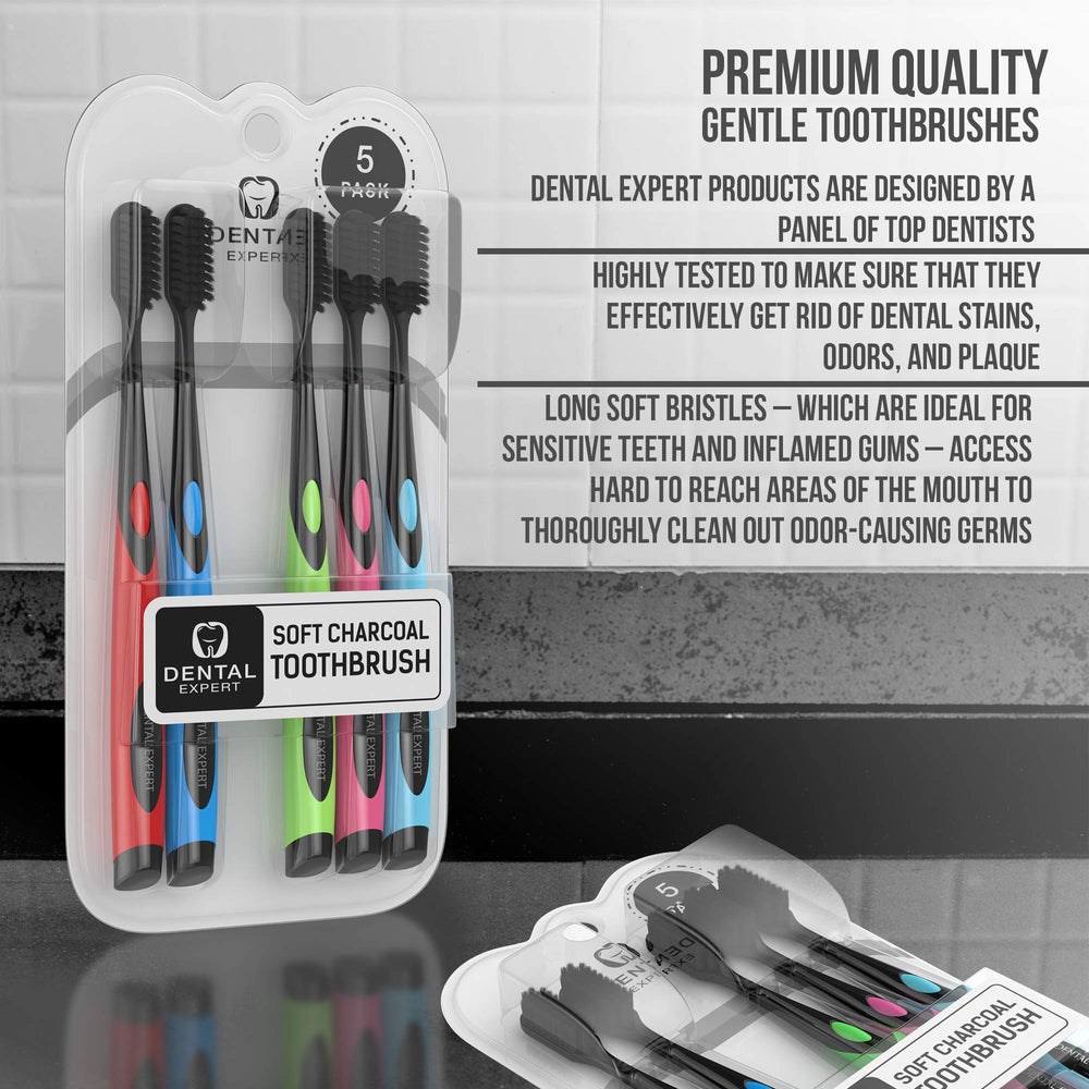 Box packaging of ultra-soft charcoal toothbrushes