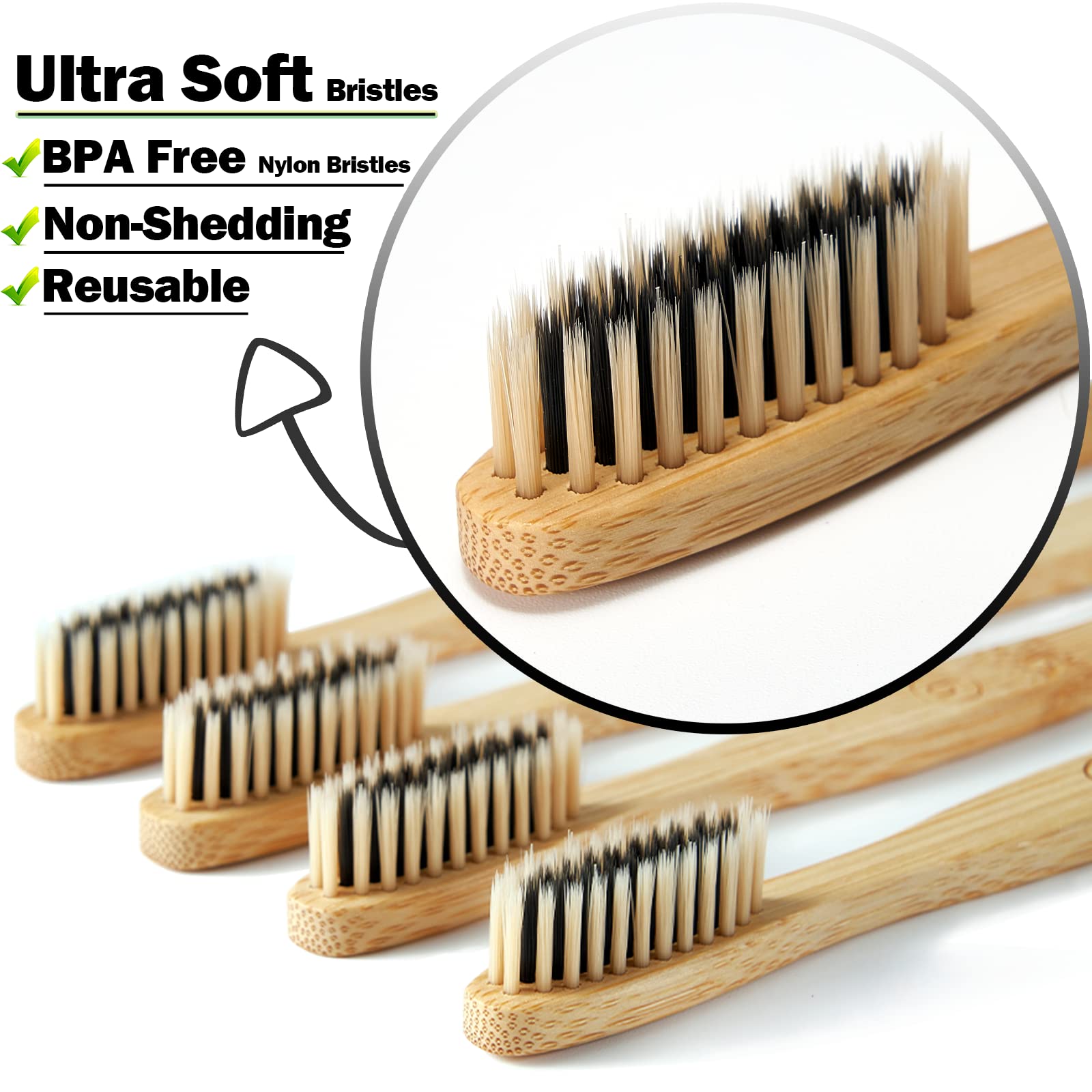 Bamboo toothbrush with medium bristles