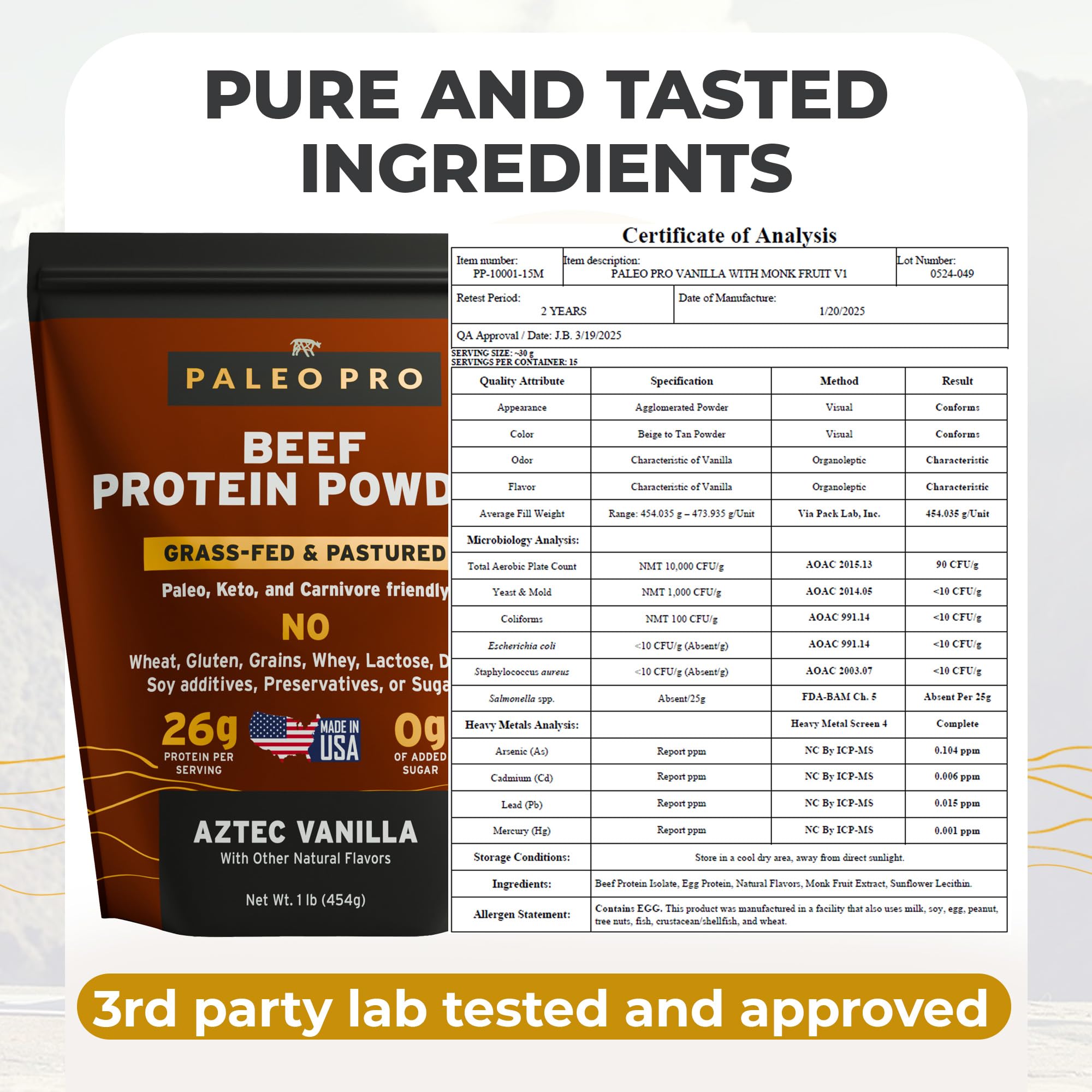 Vanilla beef protein powder packaging