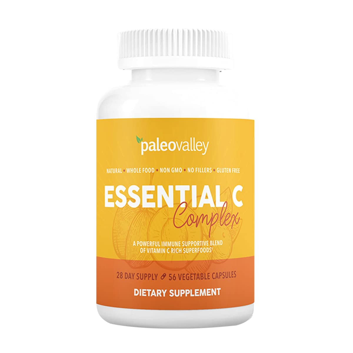 Front view of Paleovalley Essential C Complex bottle – USA Made