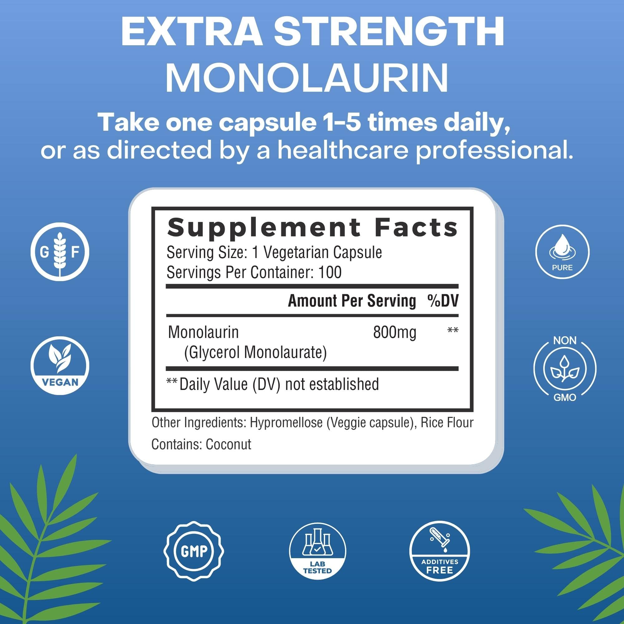 Monolaurin ingredients and product label