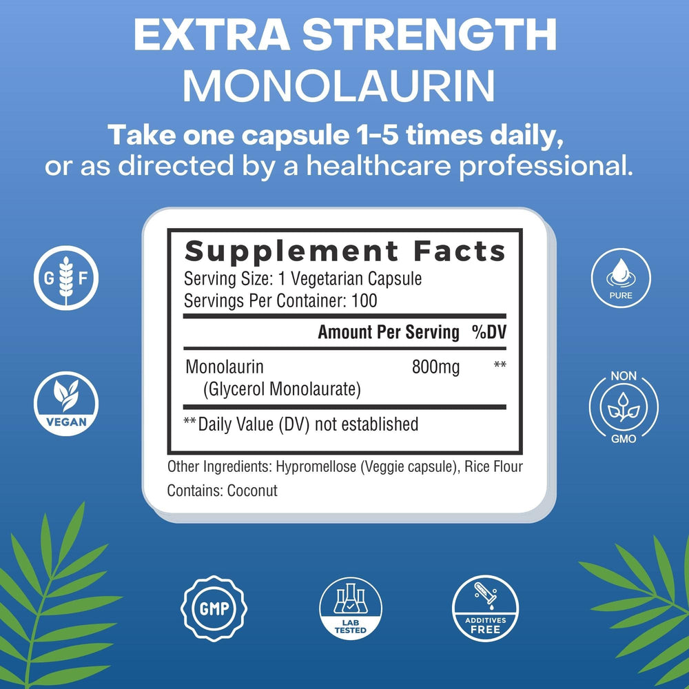Monolaurin ingredients and product label