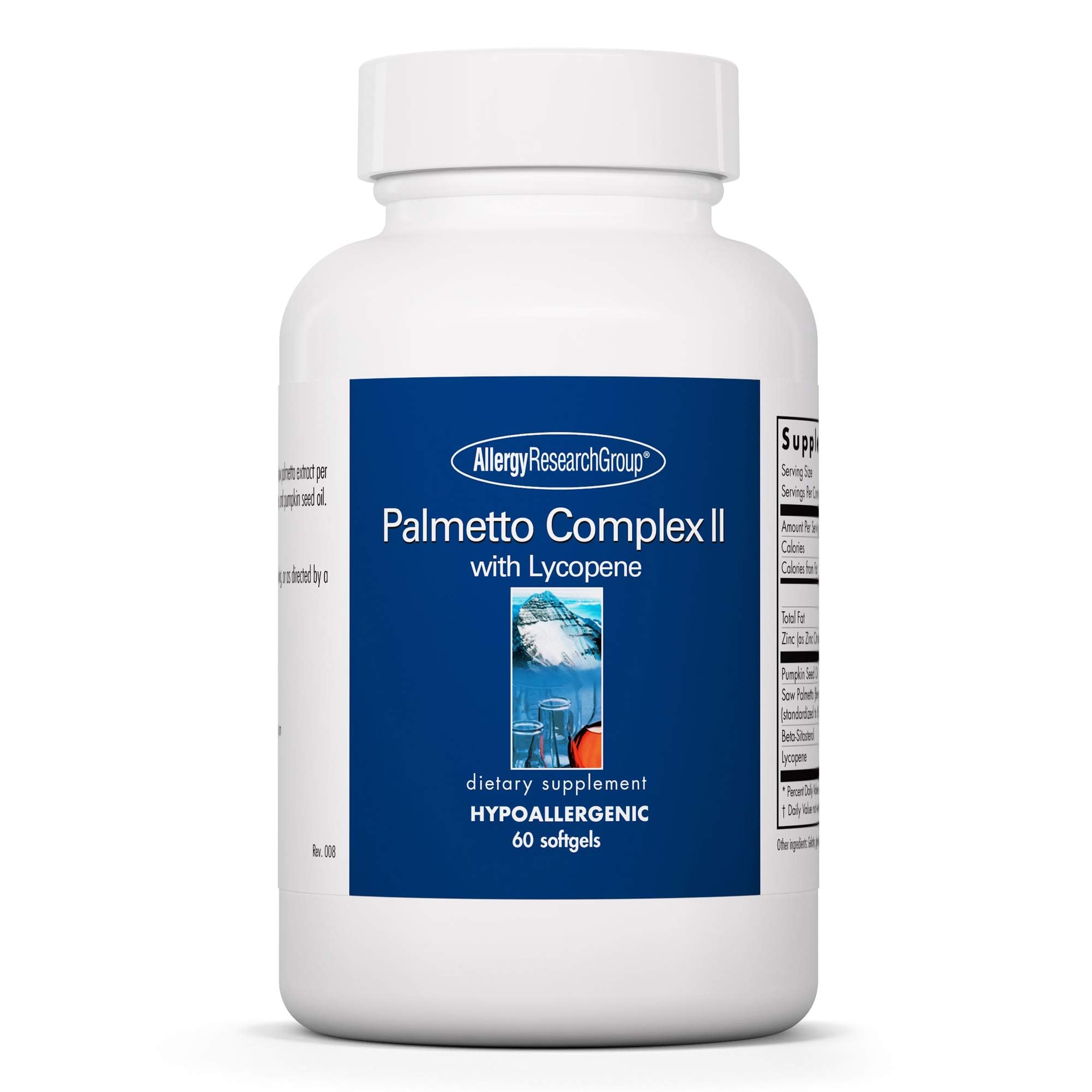 Bottle of Allergy Research Group Palmetto Complex II Prostate Support 60 softgels