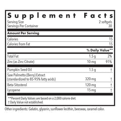 Close-up of Palmetto Complex II bottle label