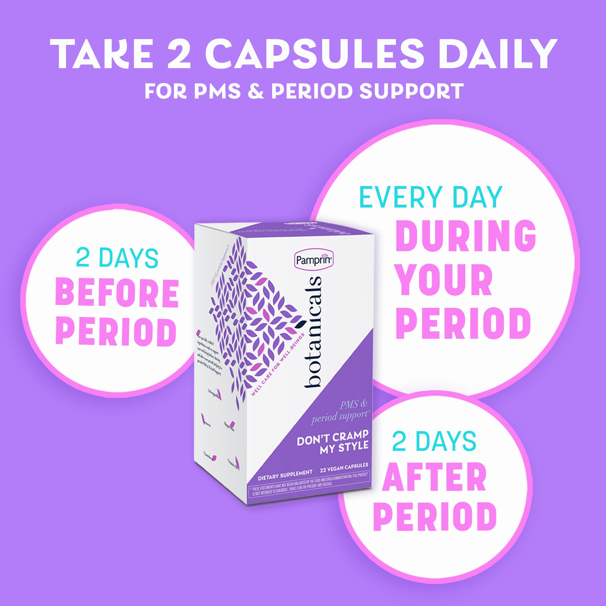 Pamprin Botanicals vegan gluten-free capsules