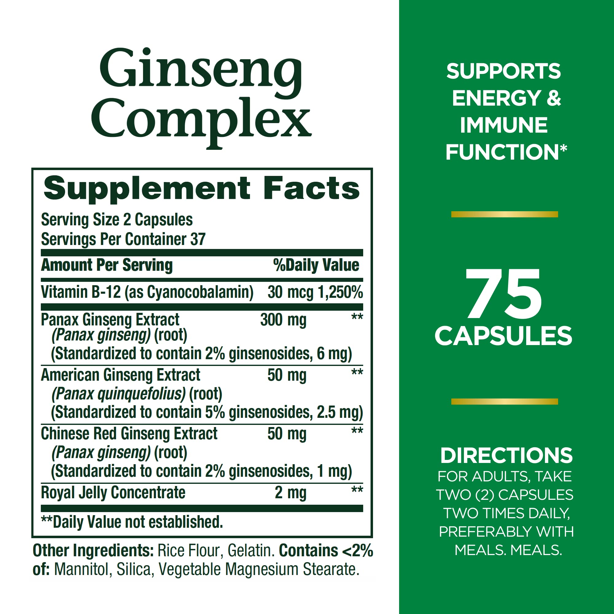 Ginseng extract blend of Panax, American and Chinese Red Ginseng
