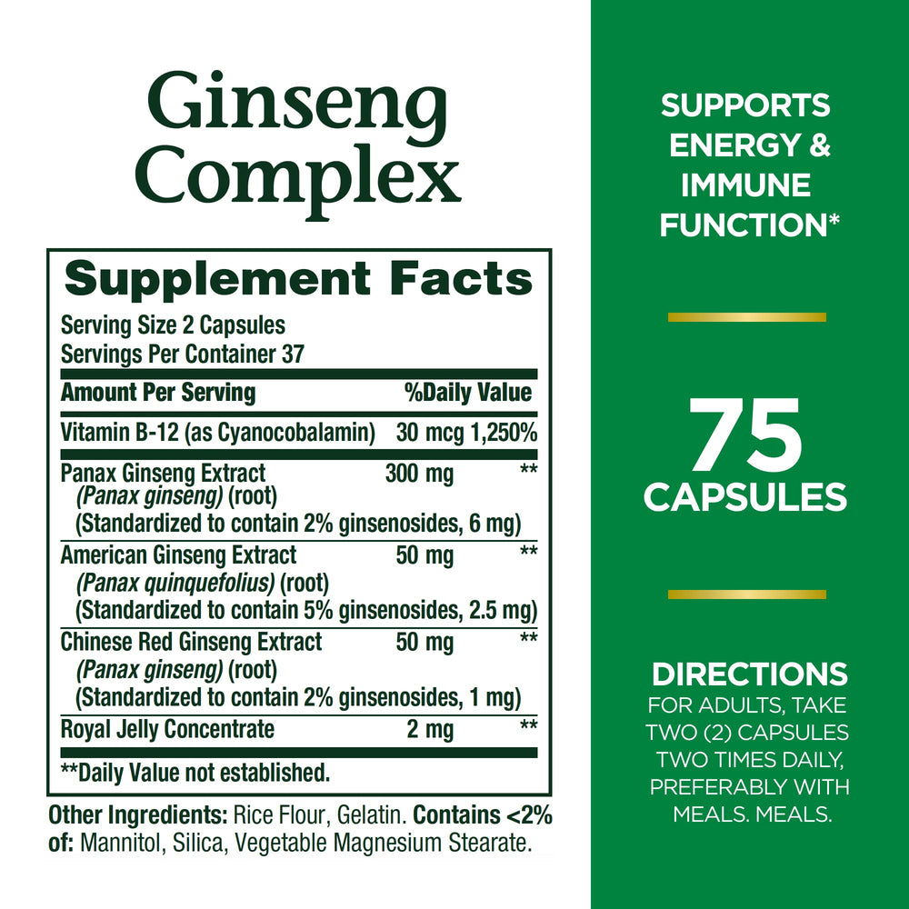 Ginseng extract blend of Panax, American and Chinese Red Ginseng