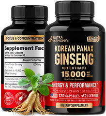 Korean Panax Ginseng 15,000 mg 10:1 extract - 120 capsules hero