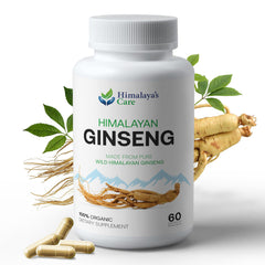 Panax Ginseng supplement bottle label, 1000mg, vegan capsules