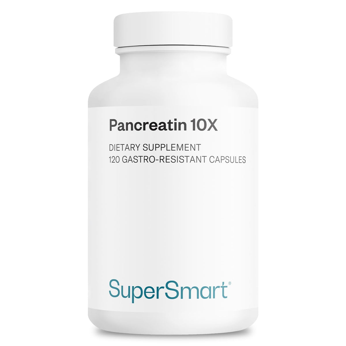 Bottle of Supersmart Pancreatin 10X 4000 per Day (120 DR Capsules) - product hero