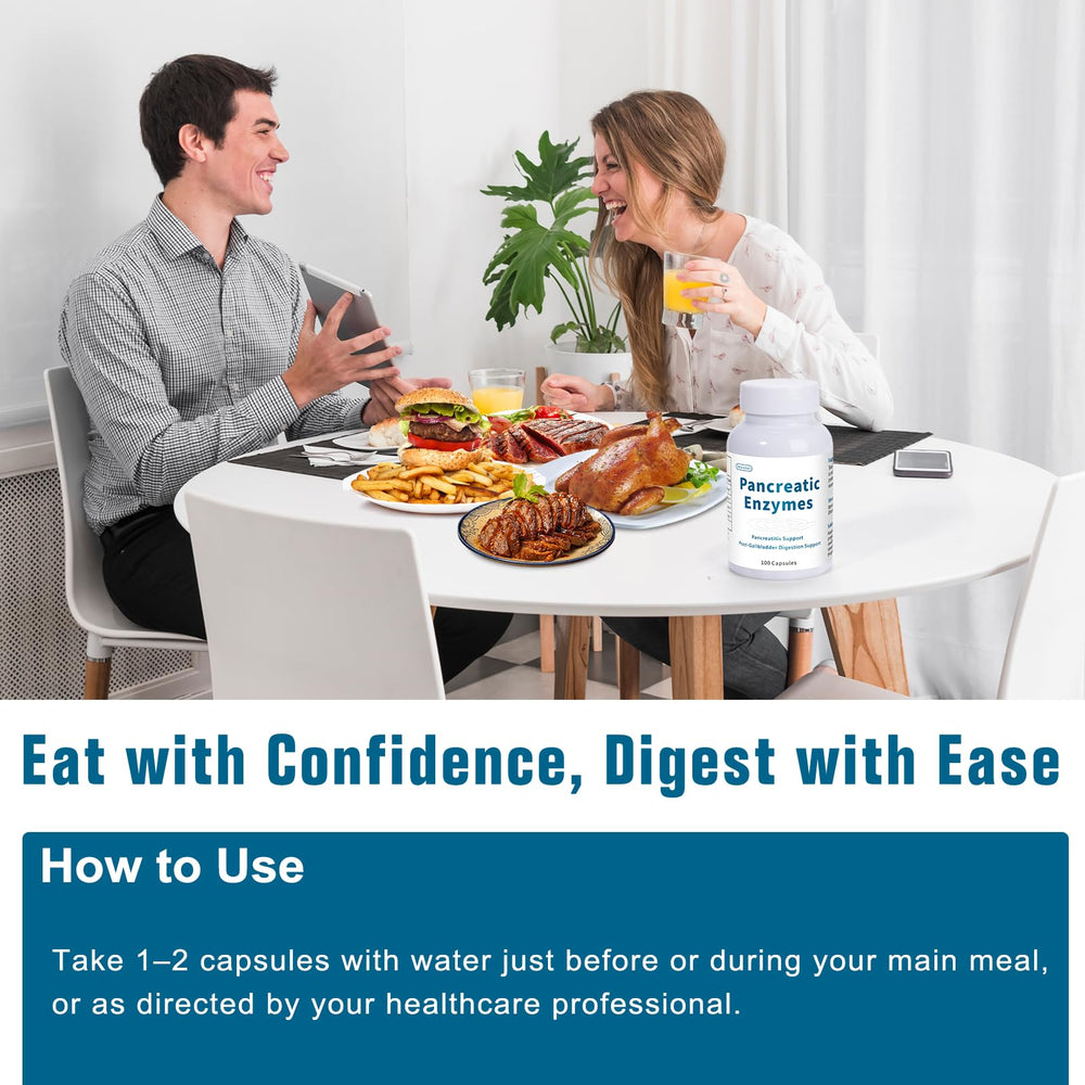 Lifestyle image of a person enjoying a meal with digestive support.