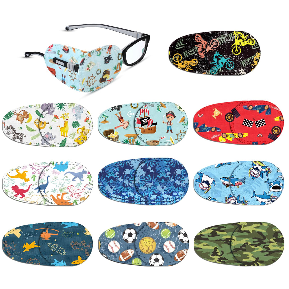 Panelee 10 Pcs Kids Eye Patches set featuring 10 cartoon patterns