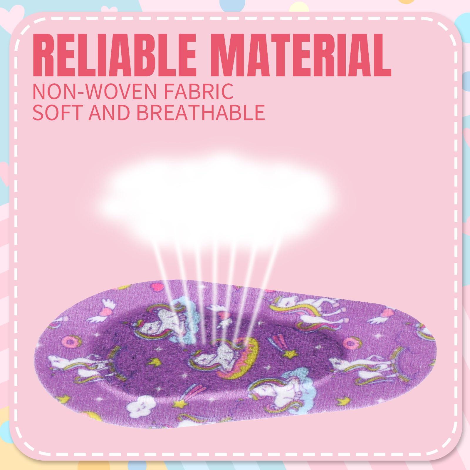Close-up of soft non-woven fabric and adhesive backing