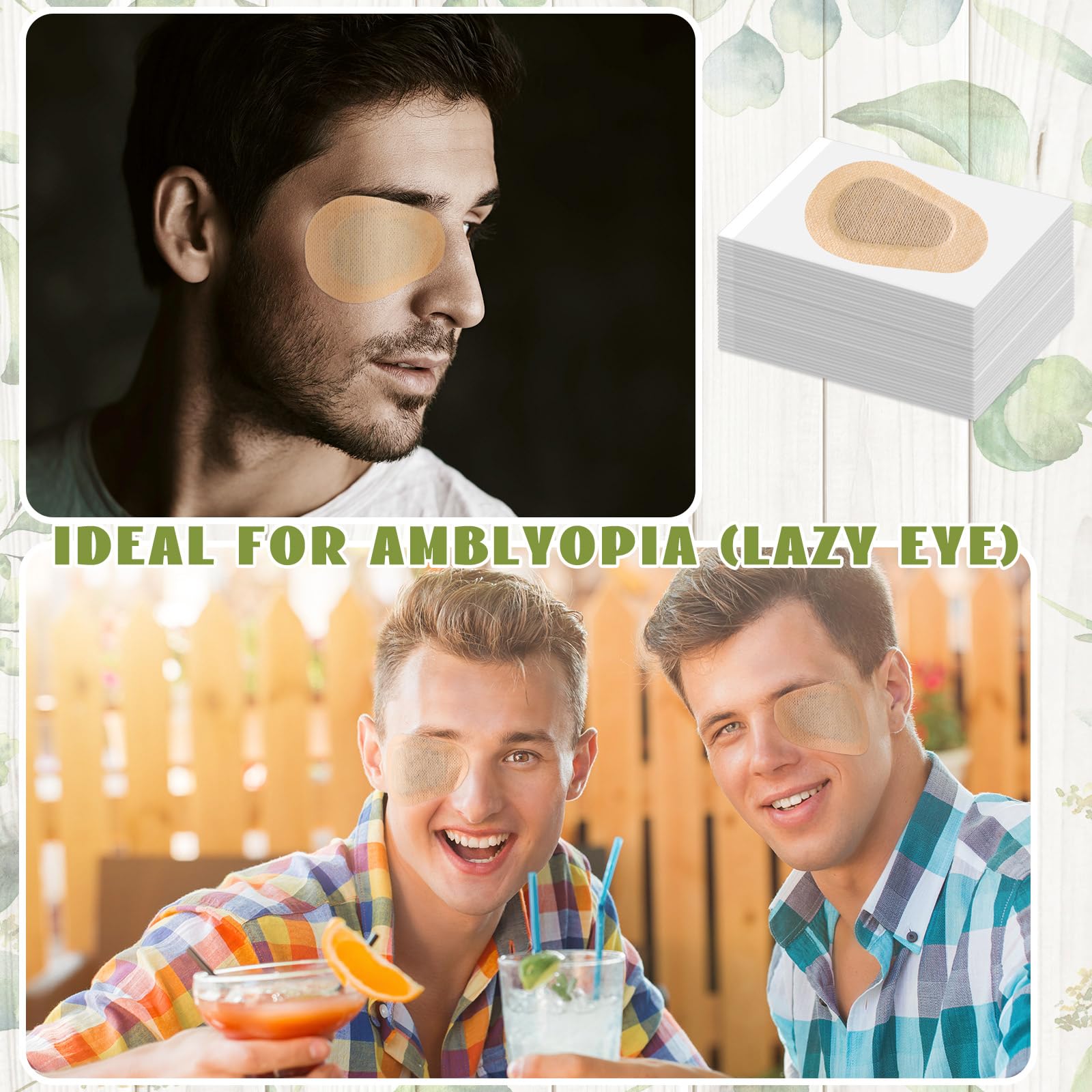 Adhesive eye patches showing latex-free design