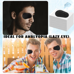 Adult wearing Panitay eye patch for amblyopia therapy