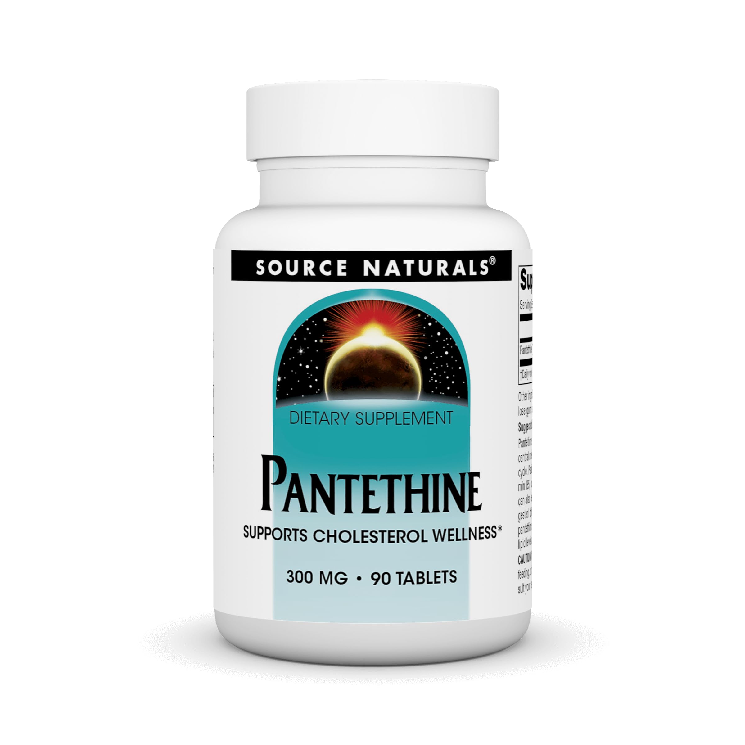 Source Naturals Pantethine 300mg bottle with 90 tablets