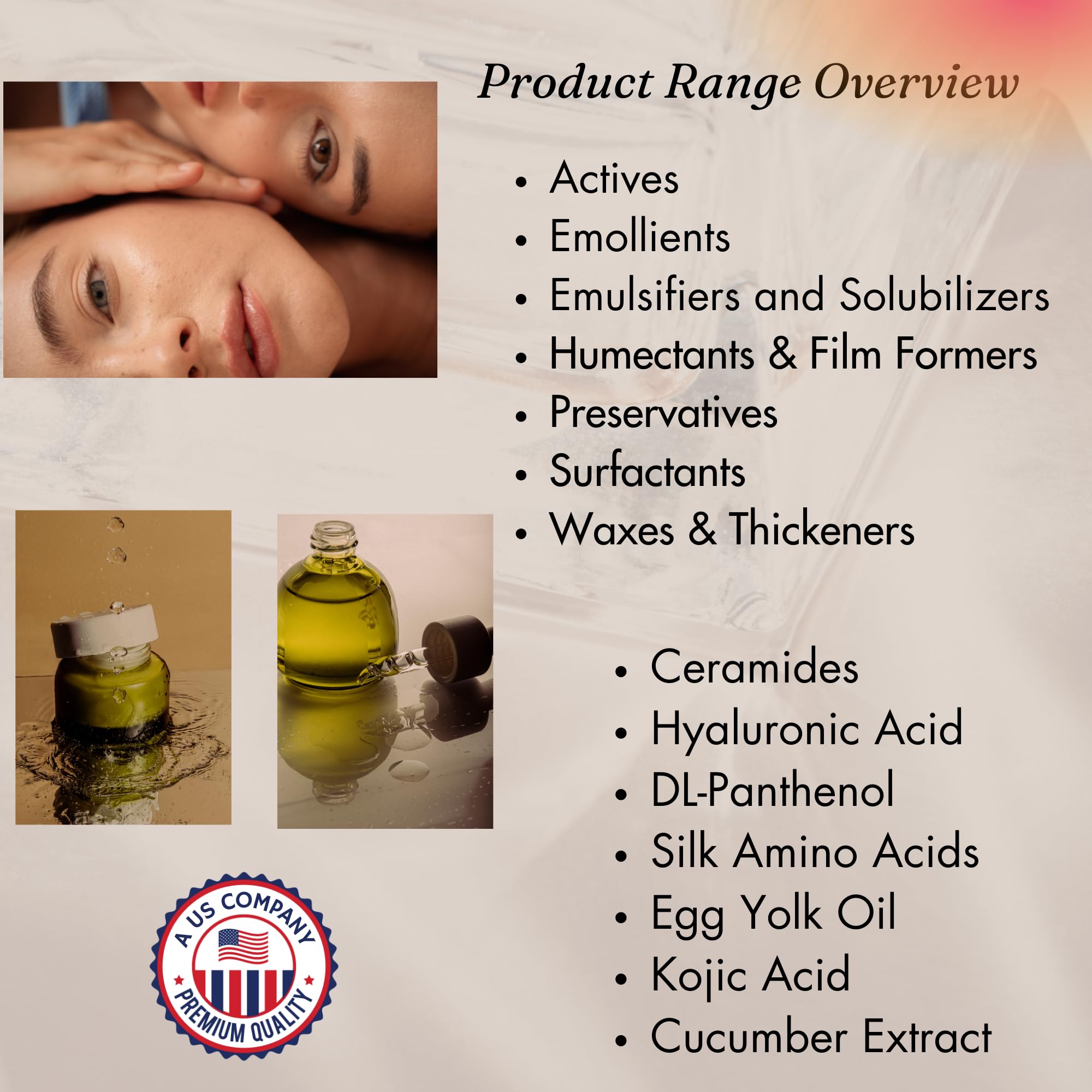 Panthenol powder used in hair care for shine and softness