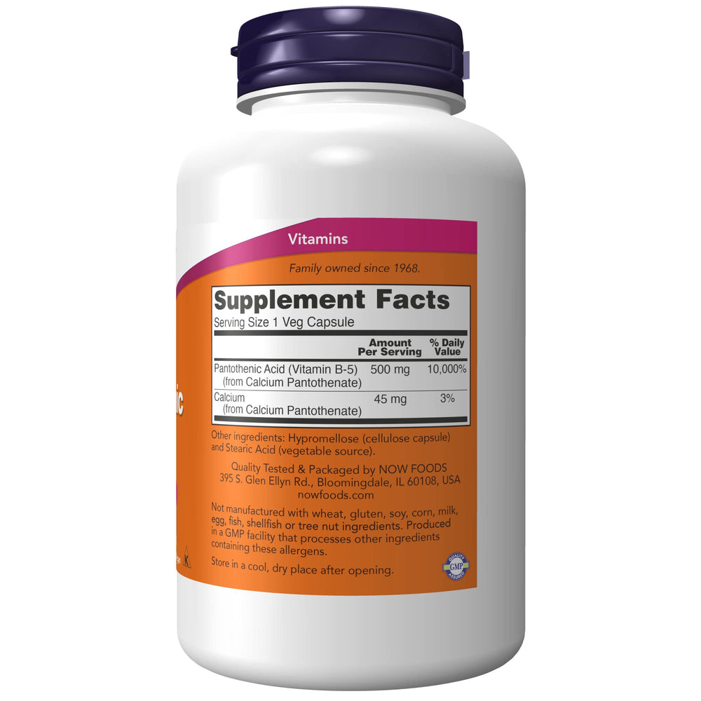 Pantothenic Acid 500 mg capsules close-up