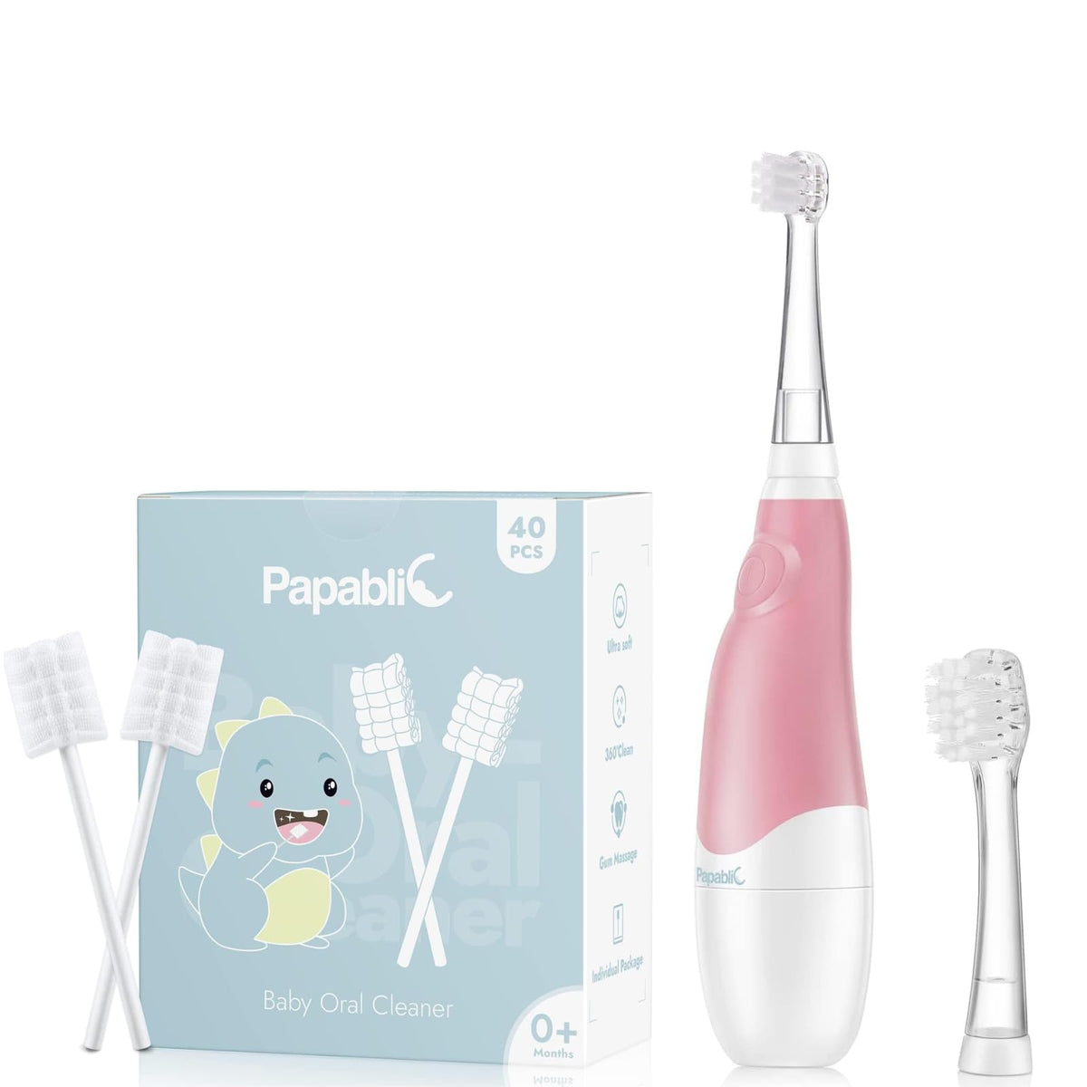 Papablic pink sonic toothbrush front view
