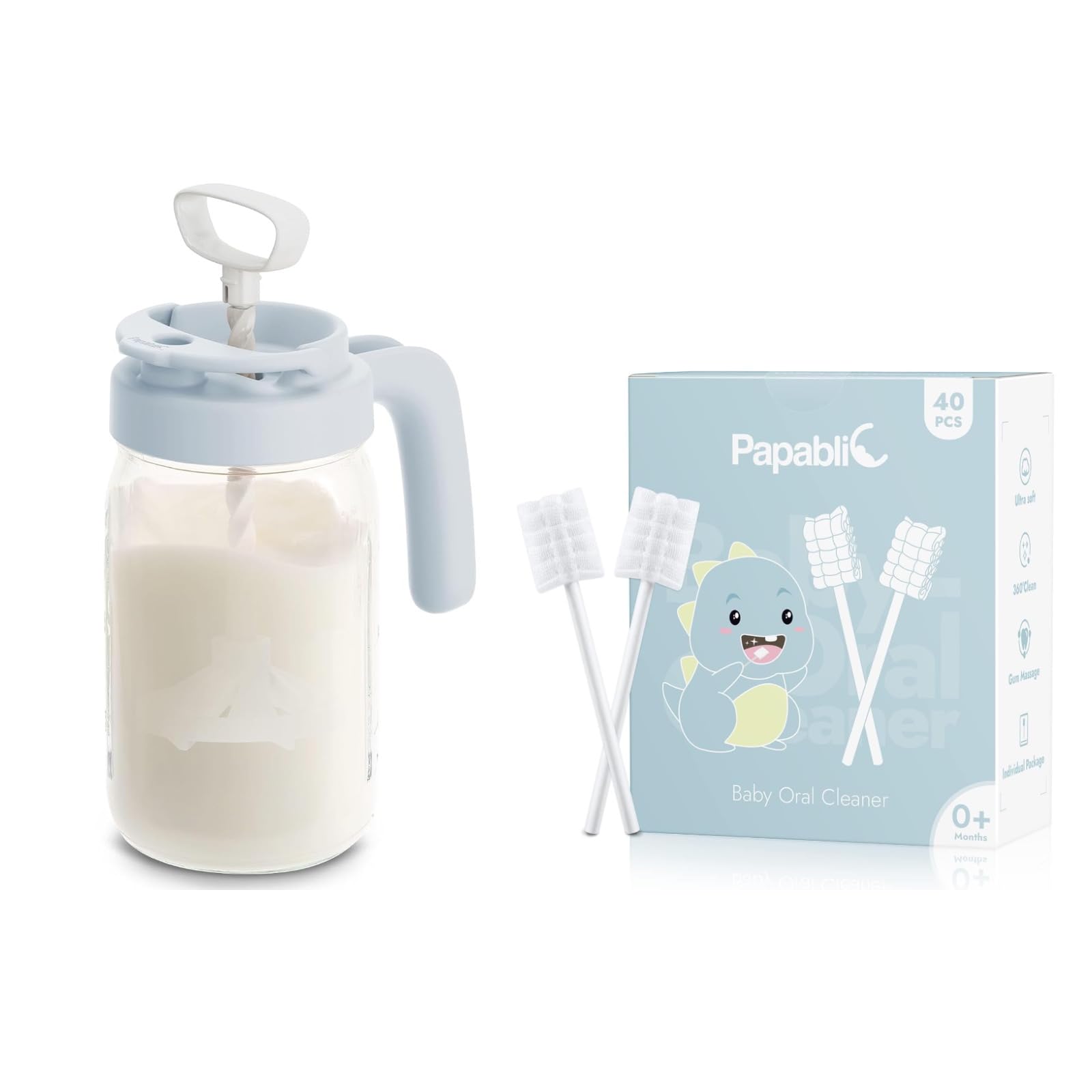 Papablic Baby Tongue Cleaner with ultra-soft brush heads