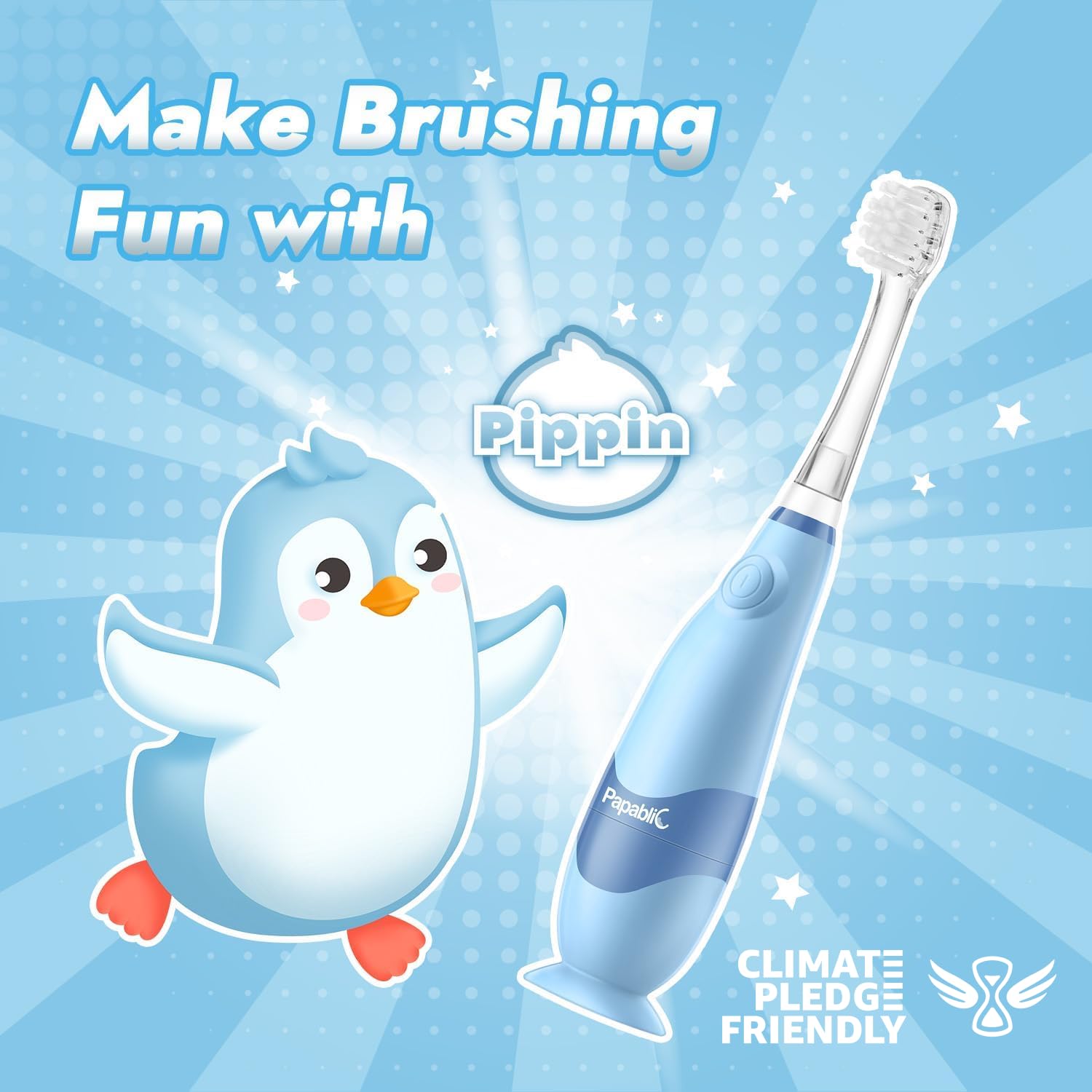 Built-in LED light feature on Papablic toddler sonic electric toothbrush