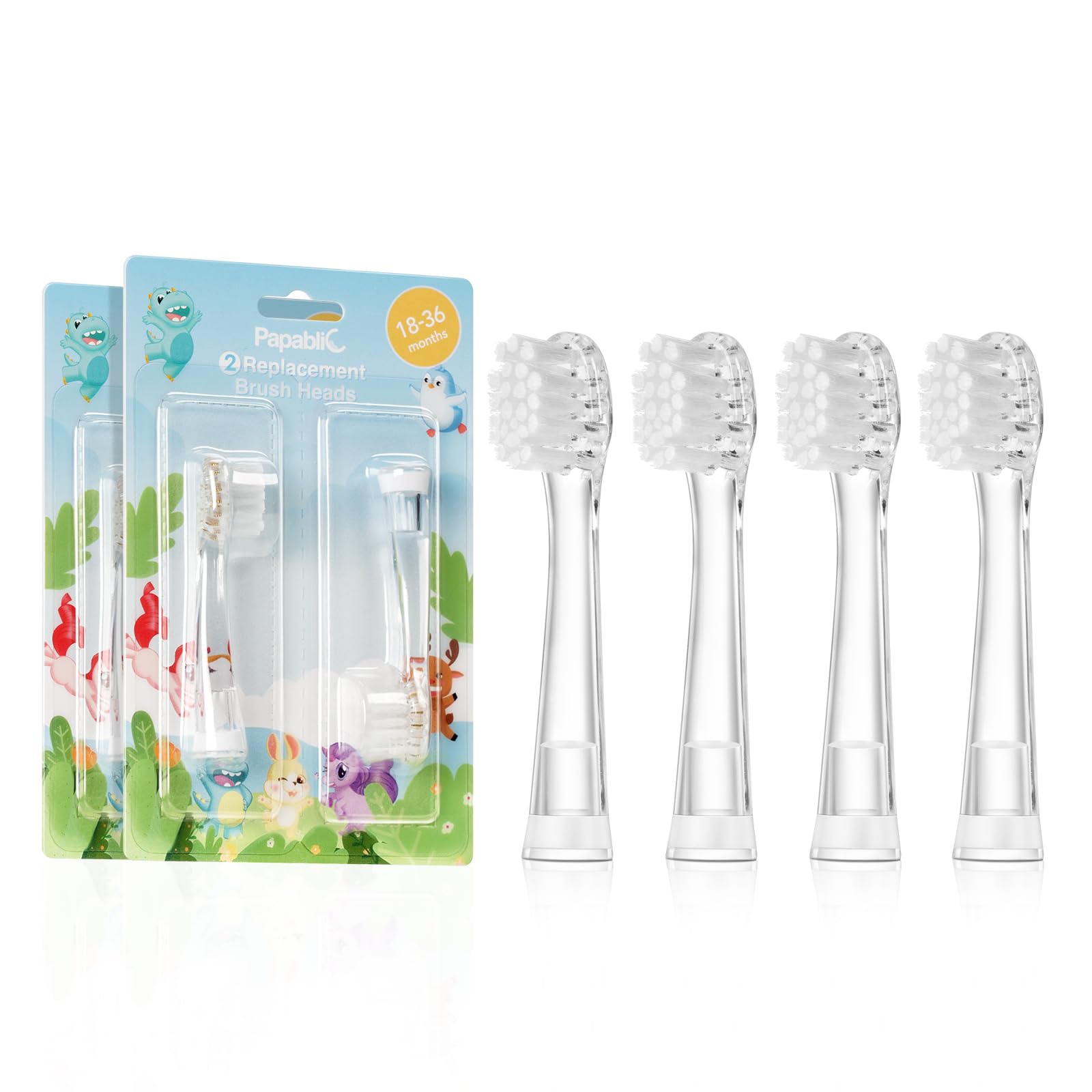 Papablic replacement toothbrush heads compatible with BabyHandy & Toddler Sonic Electric Toothbrushes (18-36 months)