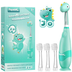 Papablic Jo toddler sonic toothbrush with cute dinosaur dino cover