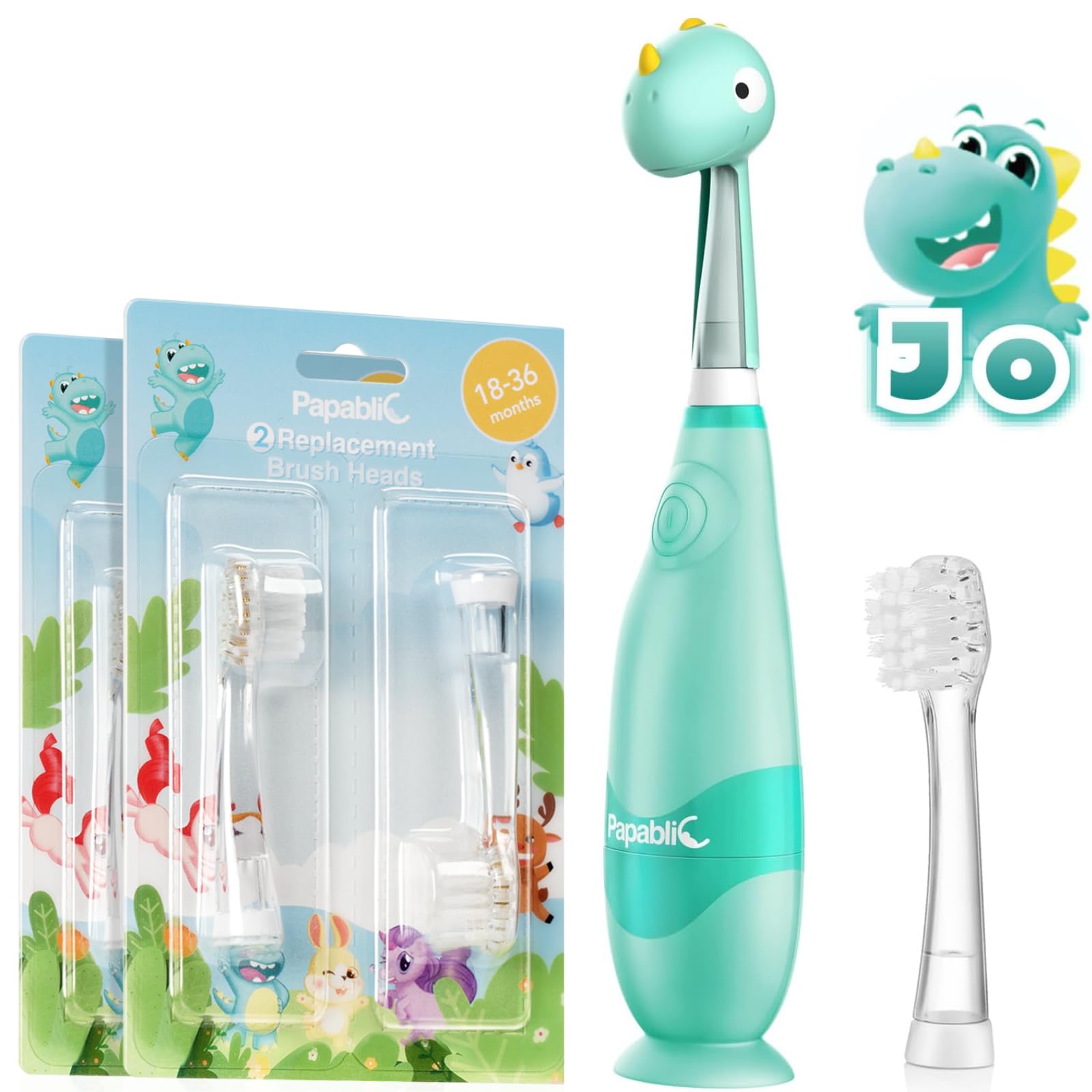 Papablic toddler sonic toothbrush set with dinosaur cover