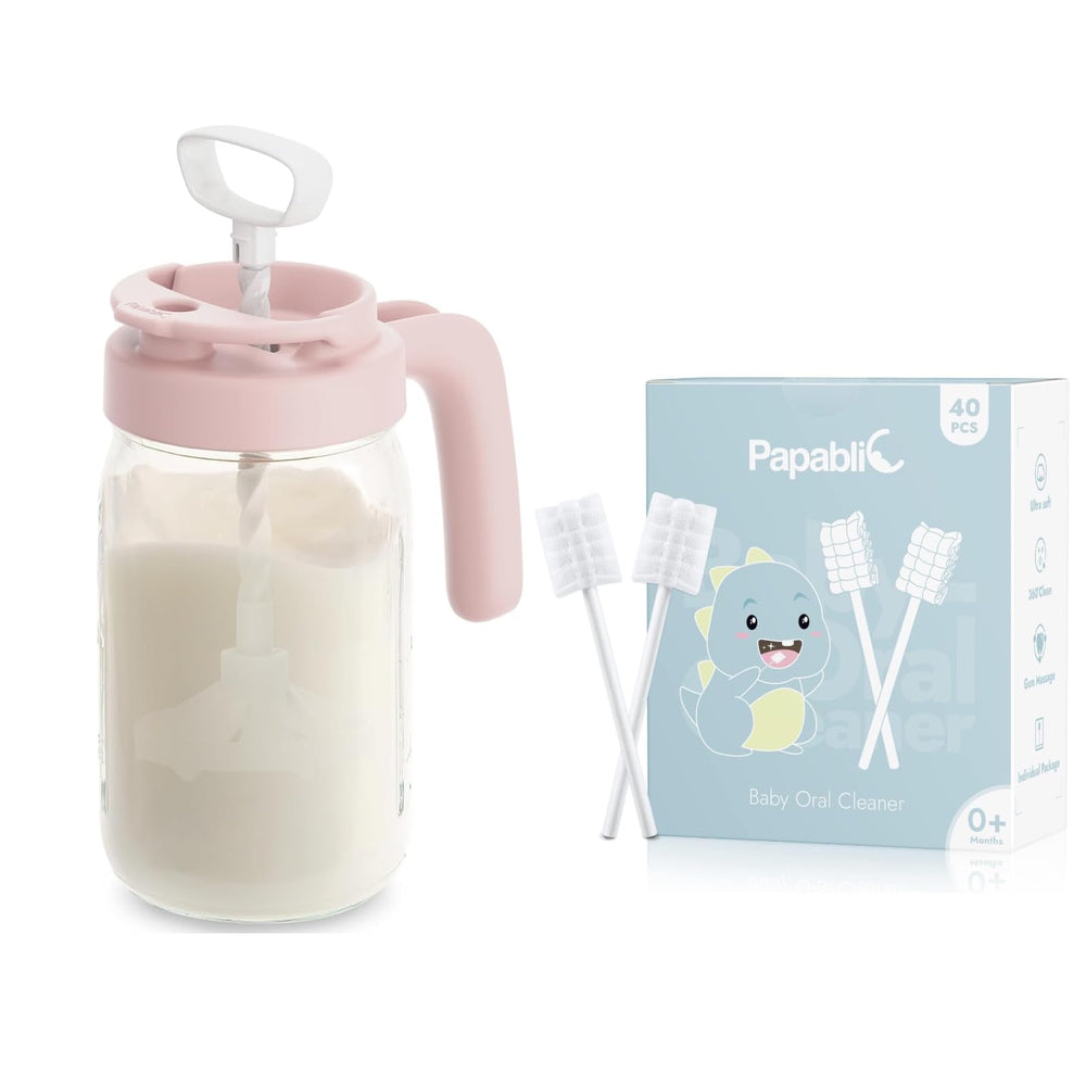 Close-up of Papablic baby tongue cleaner swab-style brush