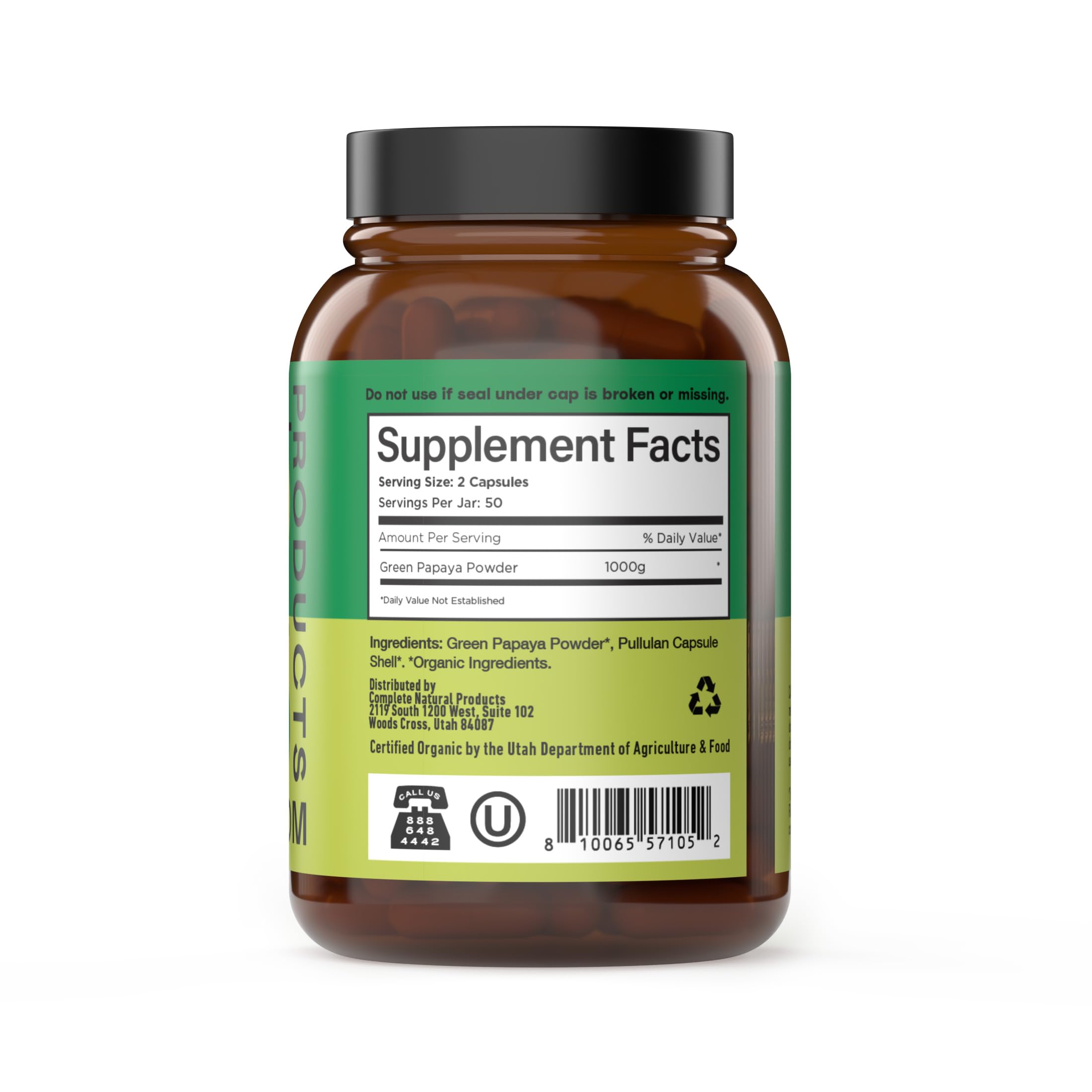 Inside view of papain enzyme capsules