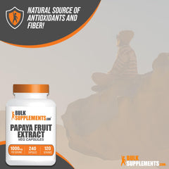 Full bottle of Papaya Fruit Extract Capsules on white background