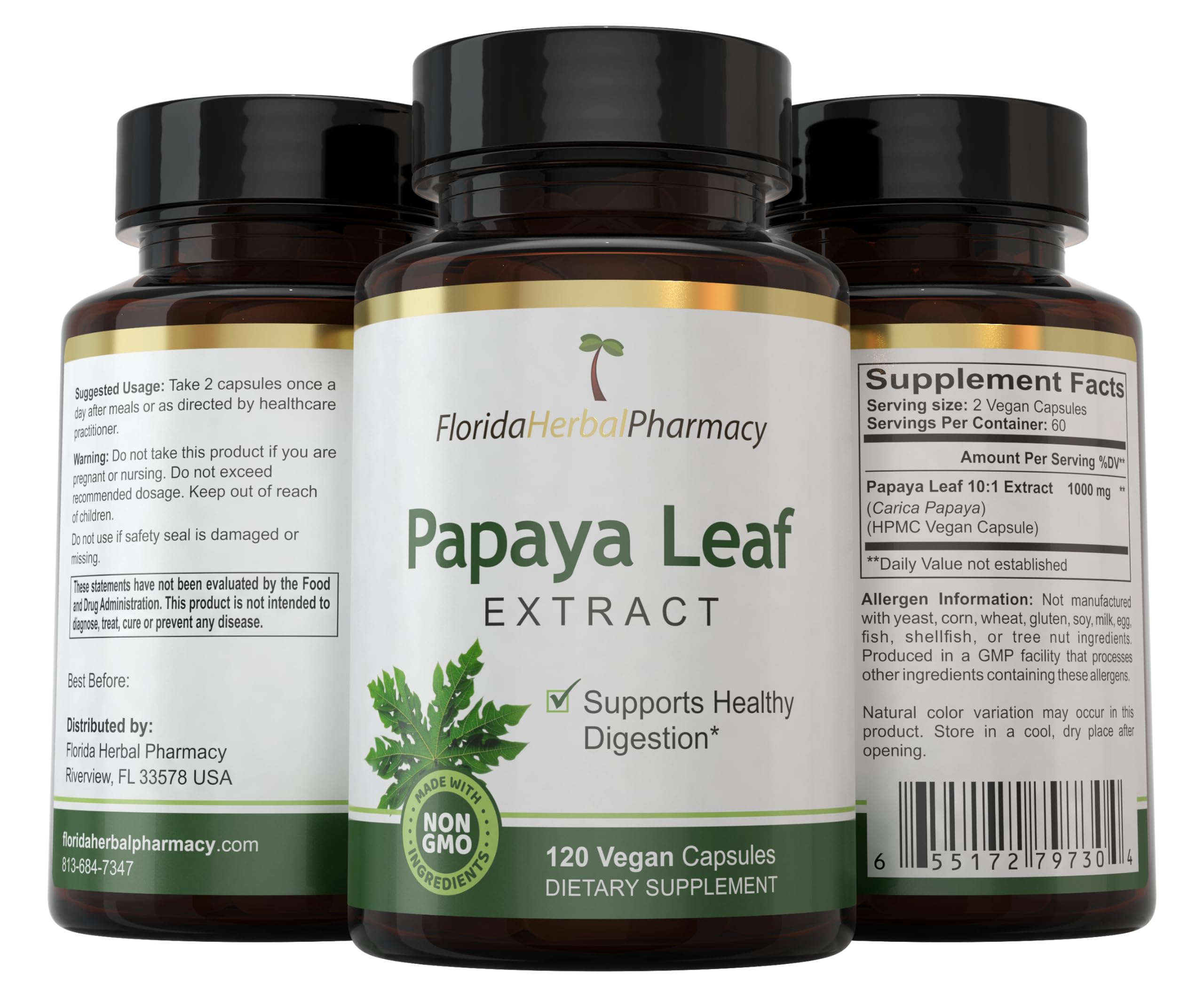 Serving suggestion: 1-2 Papaya Leaf Extract capsules after meals