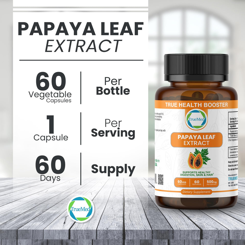 Vegan, non-GMO, gluten-free badges for Papaya Leaf Extract