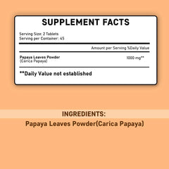 Papaya Leaf Tablets bottle showing 90 tablets