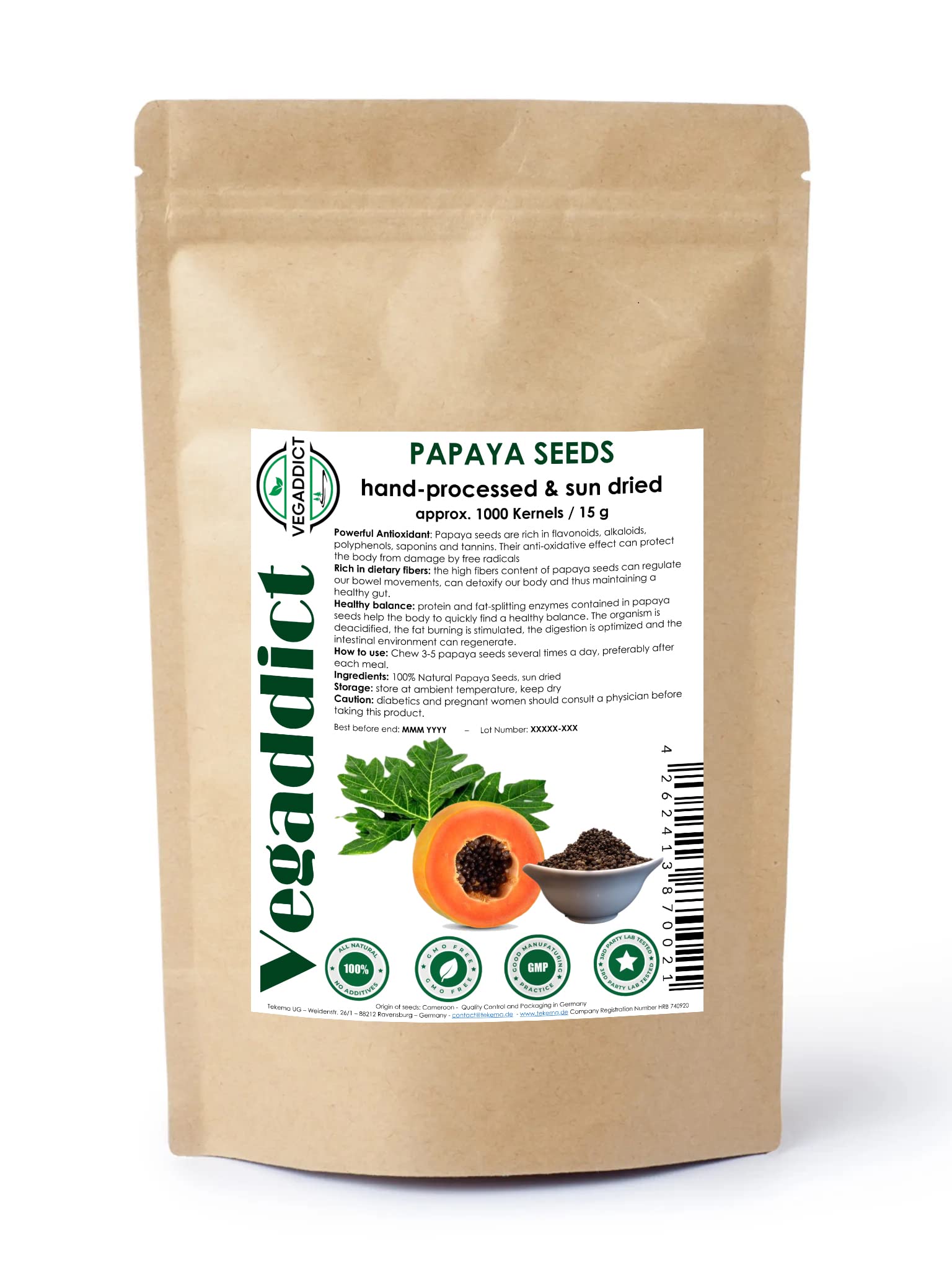 Sun-dried papaya seeds