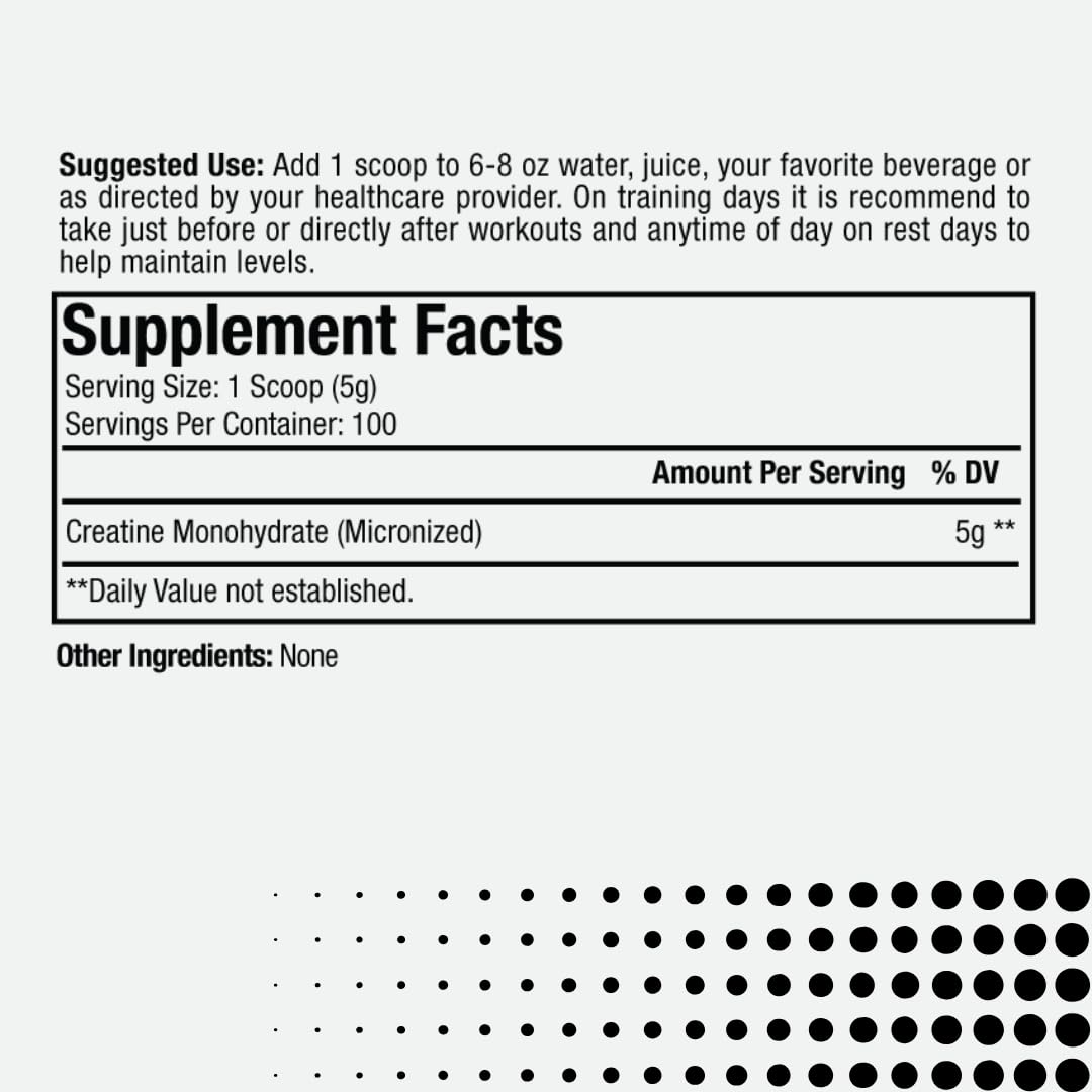 Usage directions for Paradise Creatine Monohydrate Powder