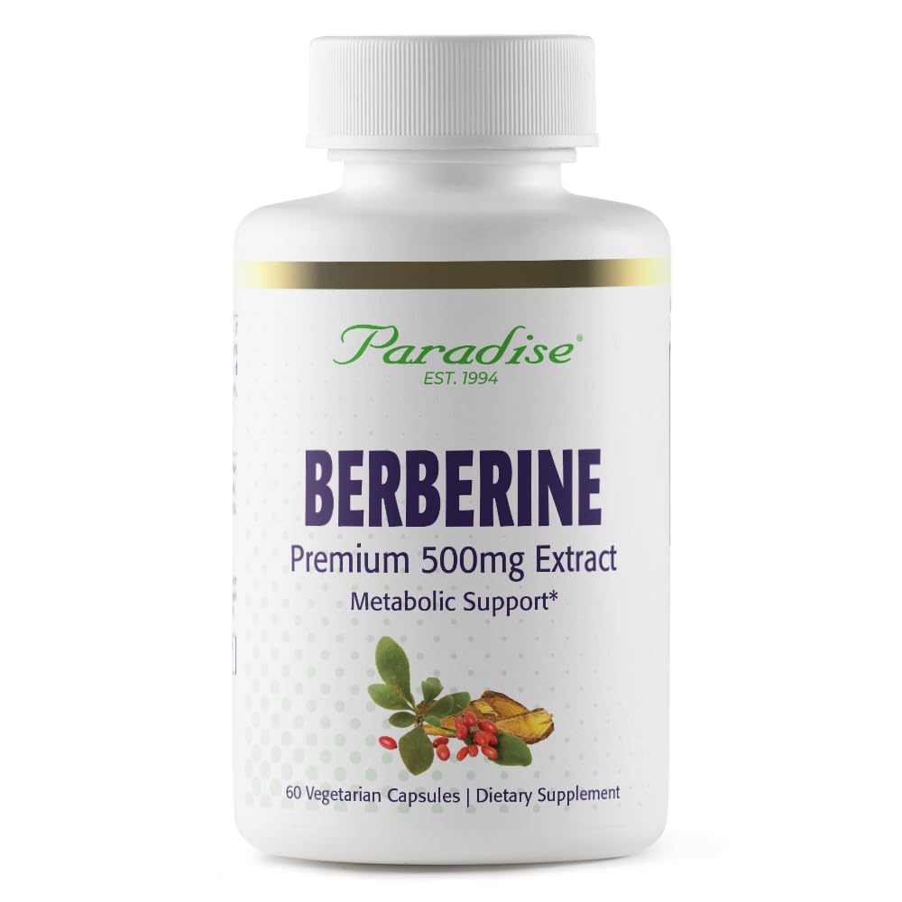 Paradise Herbs Berberine Extract 500 mg bottle - front view