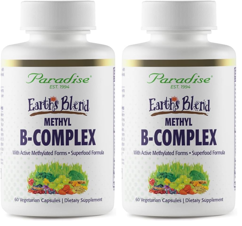 Paradise Herbs Earth's Blend B-Complex bottle label on white background