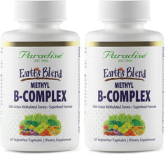 Paradise Herbs Earth's Blend B-Complex bottle label on white background