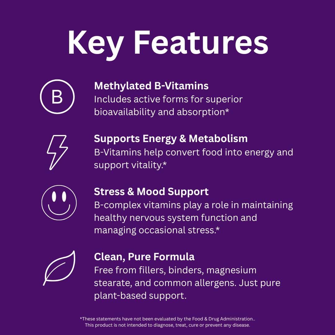 Close-up of methylated B vitamins information on label