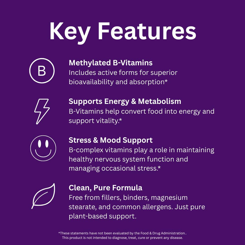 Close-up of methylated B vitamins information on label