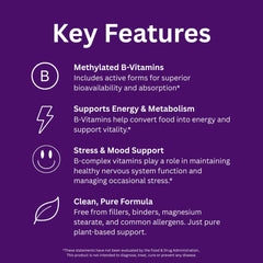 Close-up of methylated B vitamins information on label