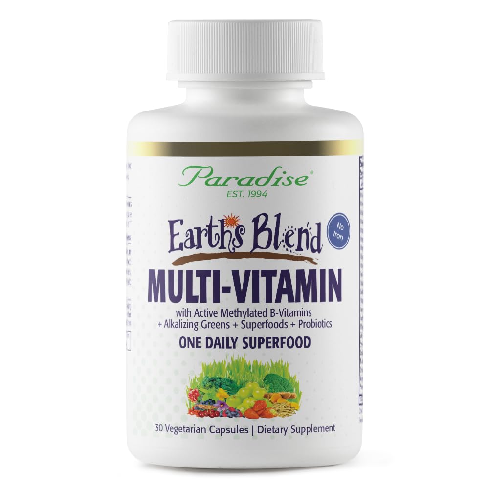 Front view of Paradise Herbs Earth's Blend Once Daily Multivitamin for Men bottle
