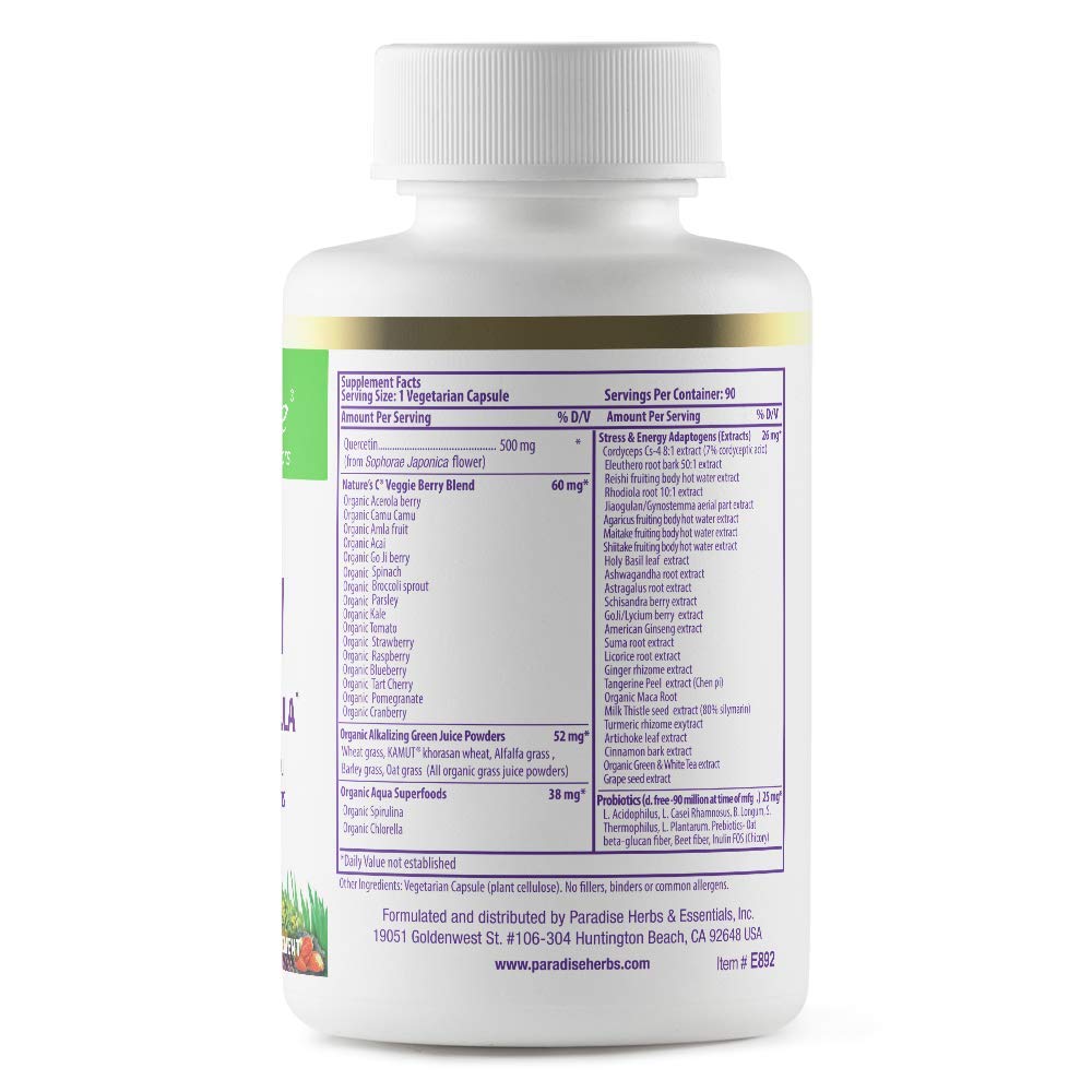 Close-up of ORAC Energy Greens base used in Earth's Blend Quercetin for enhanced absorption